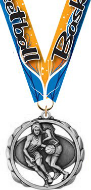 Basketball (F) Laser Cut Medal- Silver