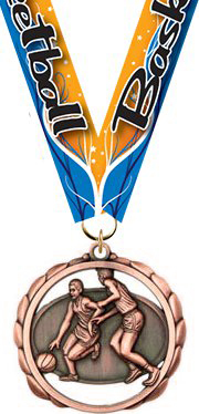 Basketball (M) Laser Cut Medal- Bronze