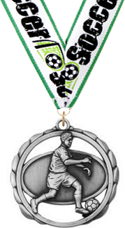 Soccer (M) Laser Cut Medal- Silver