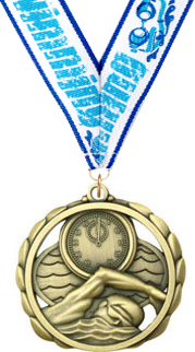 Swimming Laser Cut Medal- Gold