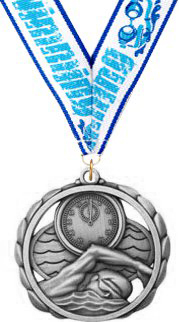 Swimming Laser Cut Medal- Silver