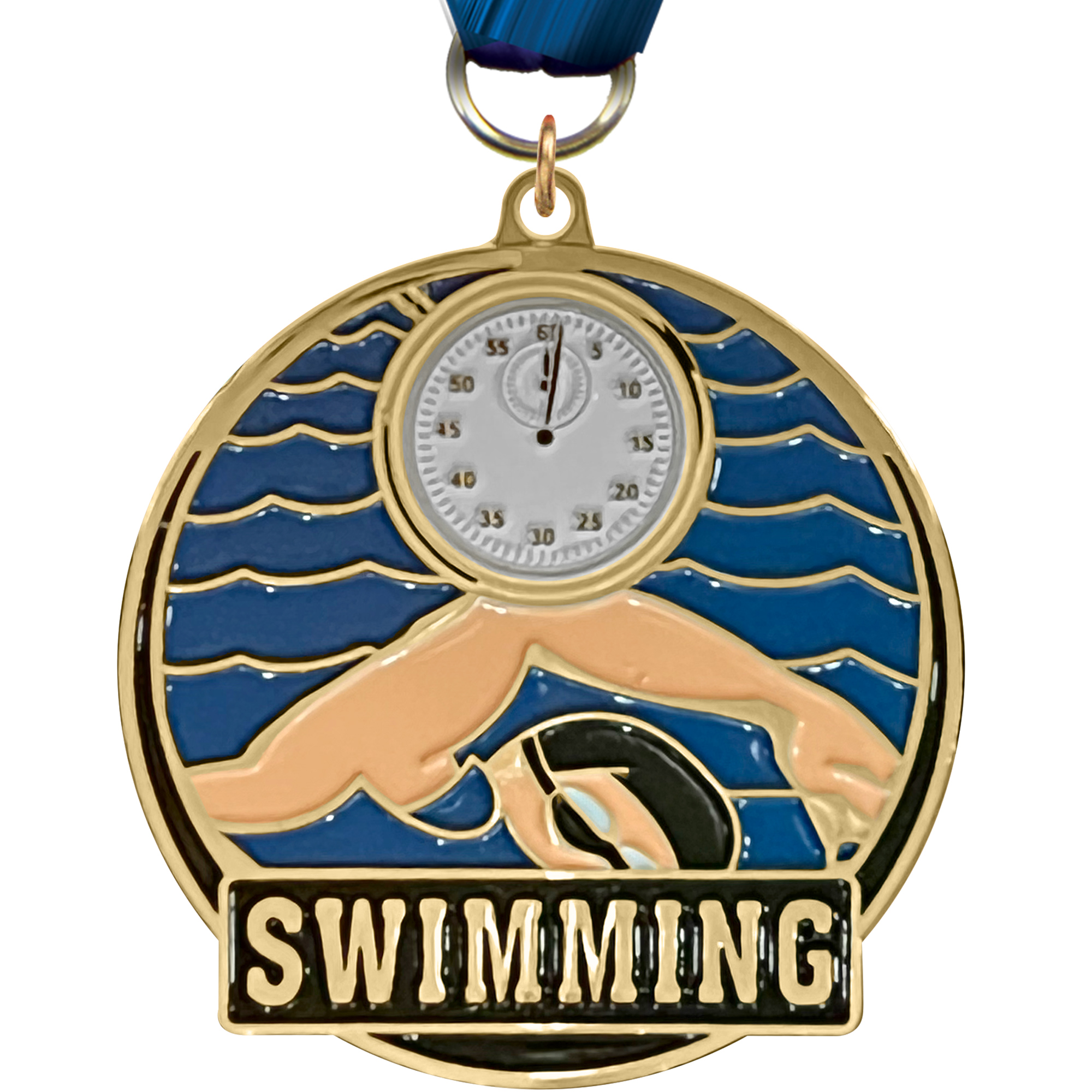 Swimming Enameled Medal