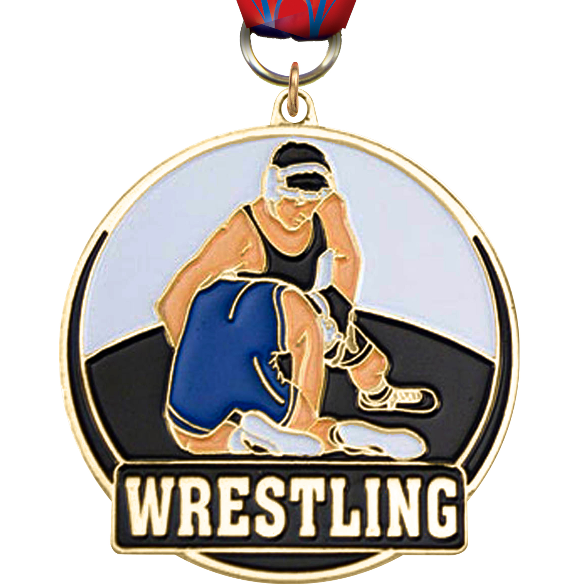 Wrestling Enameled Medal