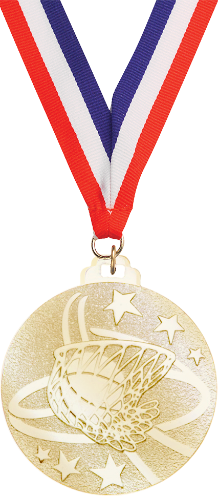 Basketball- 2 inch Diecast Medal- Gold