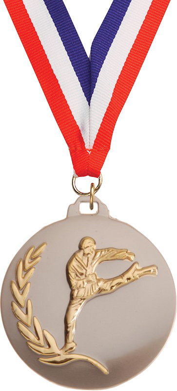 2 inch Diecast Wreath Medal- Martial Arts Gold