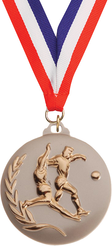 2 inch Diecast Wreath Medal- Soccer Male Gold