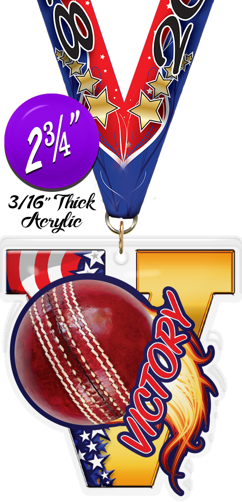 Cricket Victory Colorix Acrylic Medal