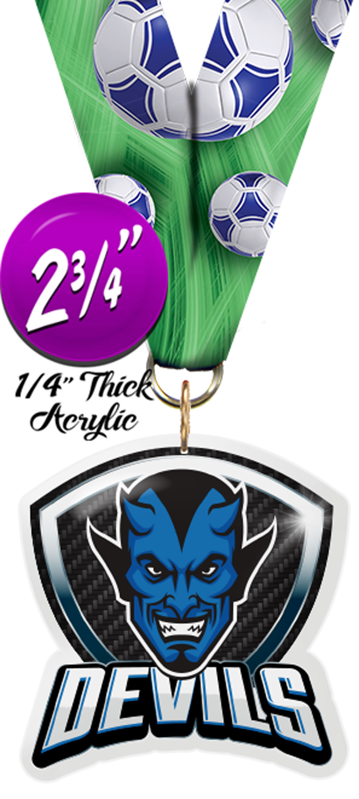 Blue Devil Mascot Shield Colorix Acrylic Medal