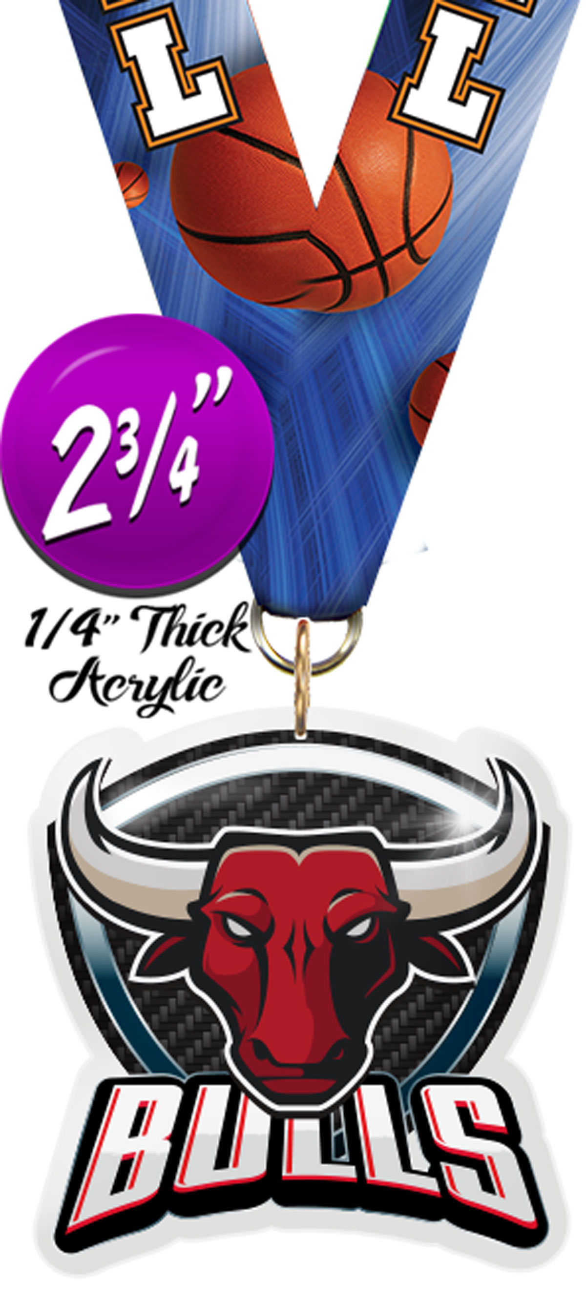 Bulls Mascot Shield Colorix Acrylic Medal