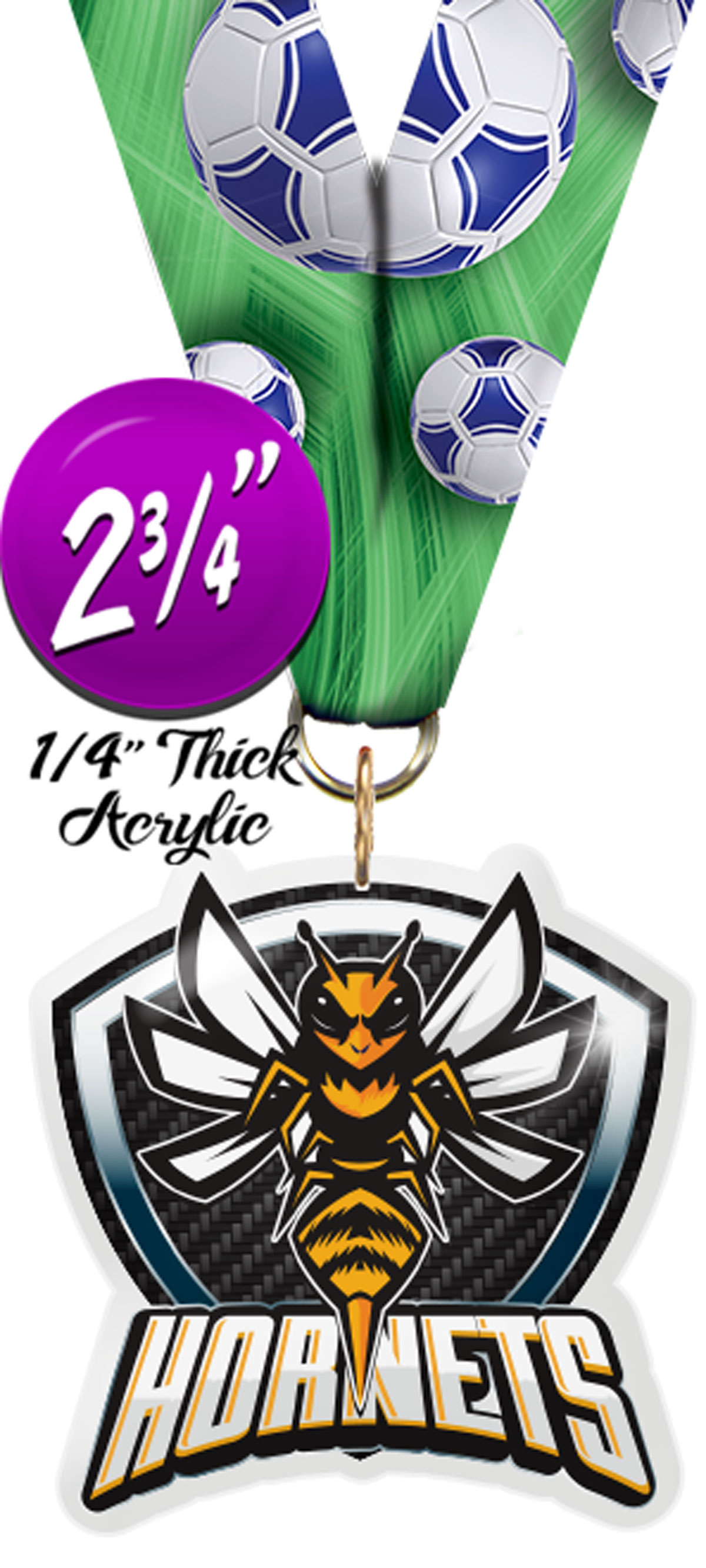 Hornet Mascot Shield Colorix Acrylic Medal