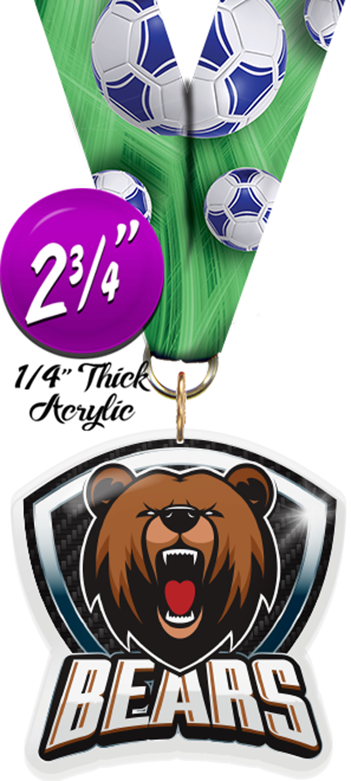 Bear Mascot Shield Colorix Acrylic Medal