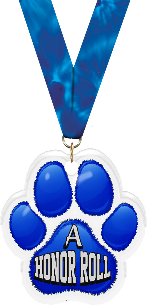 A Honor Roll Paw Acrylic Medal- 2.75 inch