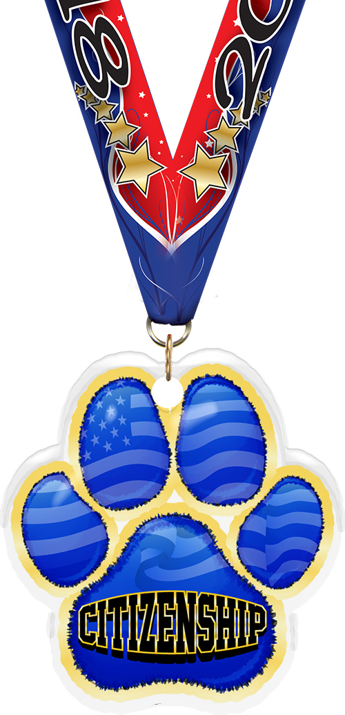 Citizenship Paw Acrylic Medal- 2.75 inch