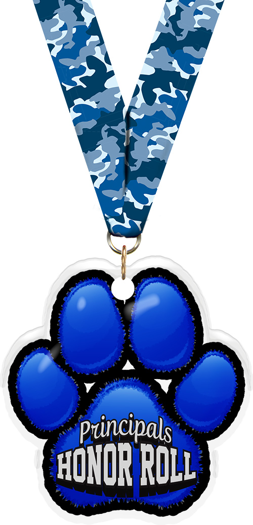Principals Honor Roll Paw Acrylic Medal- 2.75 inch