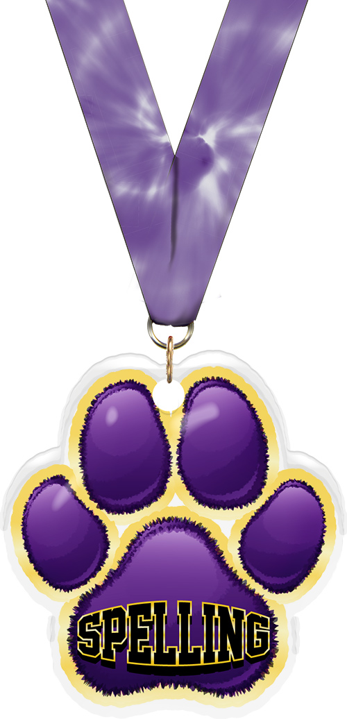 Spelling Paw Acrylic Medal- 2.75 inch