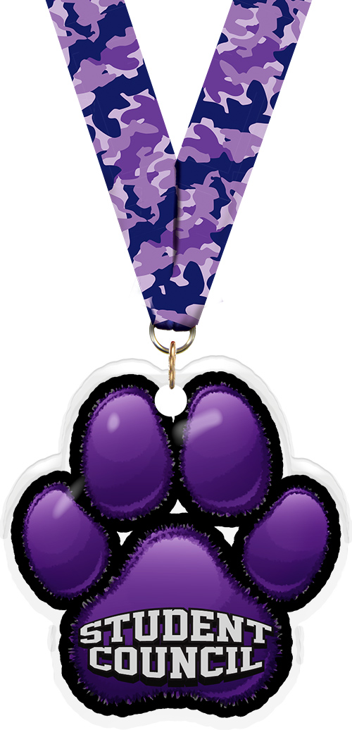 Student Council Paw Acrylic Medal- 2.75 inch