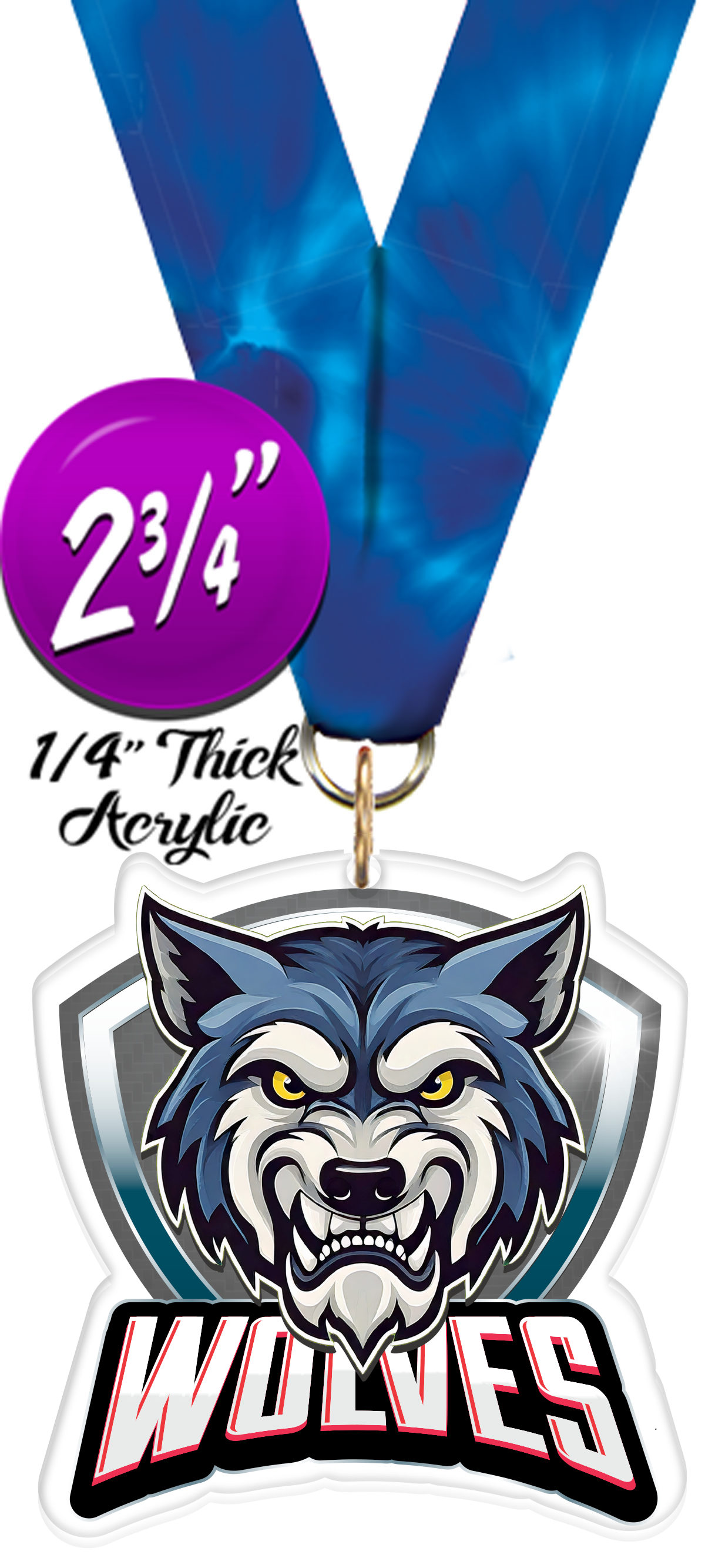 Wolves Mascot Shield Colorix Acrylic Medal