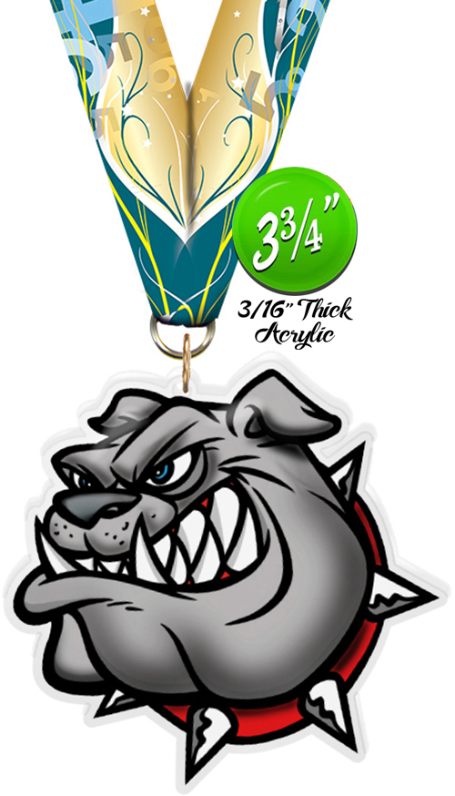 Bulldog Mascot Colorix-M Acrylic Medal