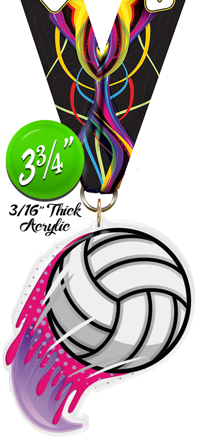 Volleyball Splatters Colorix-M Acrylic Medal