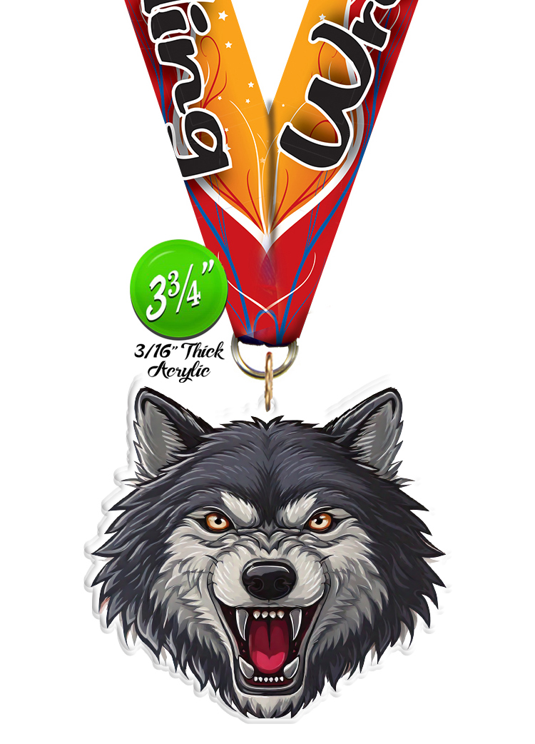 Wolf Mascot Colorix-M Acrylic Medal