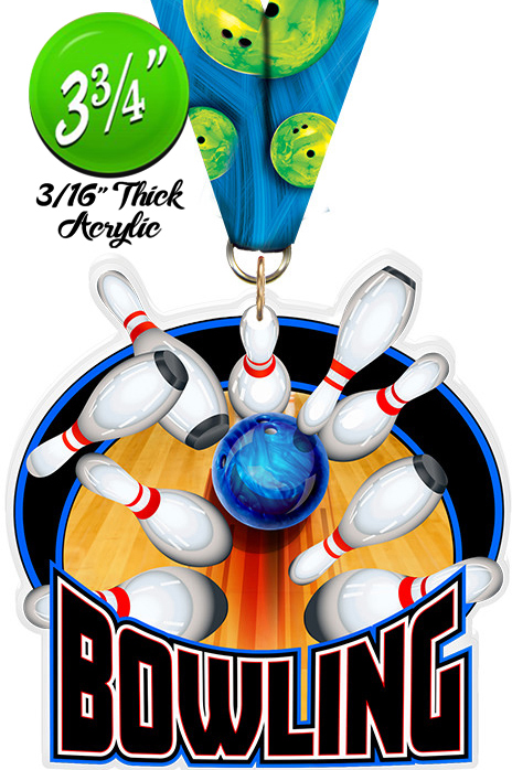 Bowling Colorix-M Acrylic Medal - 3.75 inch