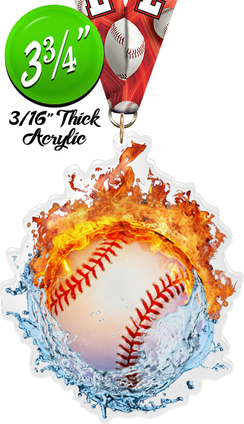 Fire & Water Baseball Colorix-M Acrylic Medal
