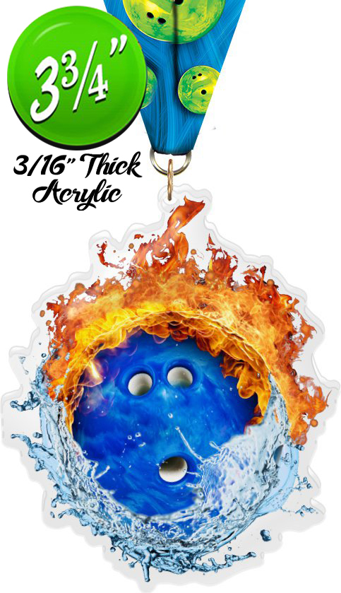 Fire & Water Bowling Colorix-M Acrylic Medal