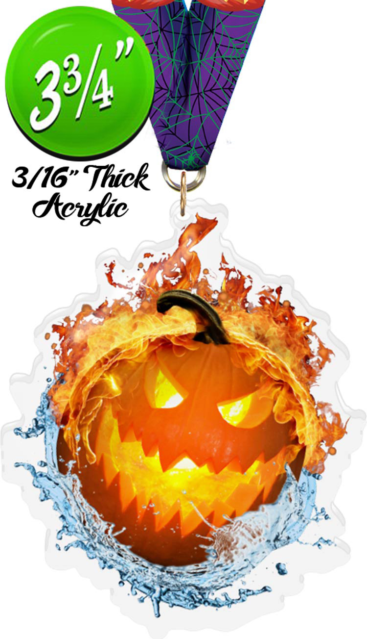 Halloween Fire & Water Colorix-M Acrylic Medal- 3.75 inch