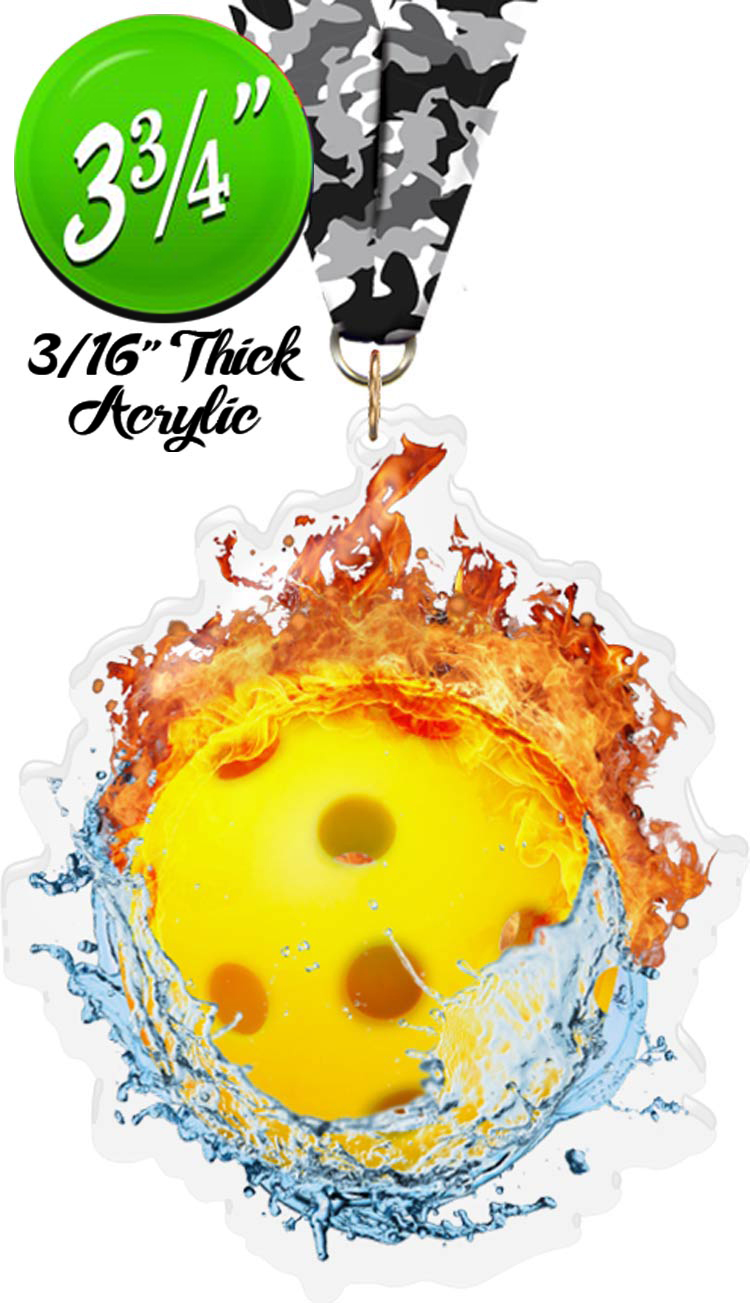 Fire & Water Pickleball Colorix-M Acrylic Medal