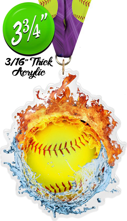 Fire & Water Softball Colorix-M Acrylic Medal