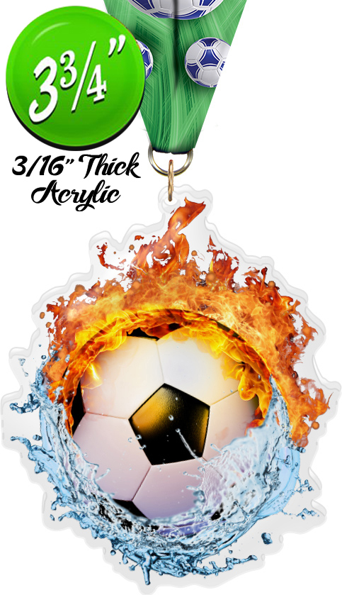 Fire & Water Soccer Colorix-M Acrylic Medal - 3.75 inch