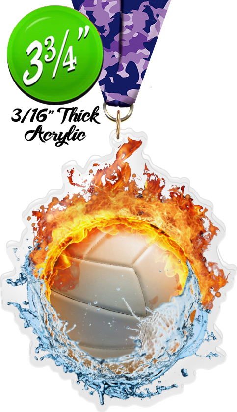 Fire & Water Volleyball Colorix-M Acrylic Medal