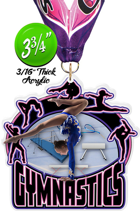 Gymnastics Female Colorix-M Acrylic Medal - 3.75 inch