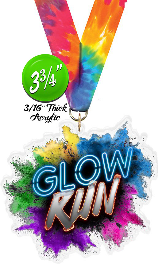 Glow Run Colorix-M Acrylic Medal- 3.75 inch