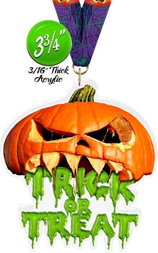 Halloween Jack-O-Lantern Trick or Treat Acrylic Medal -  3.75 inch