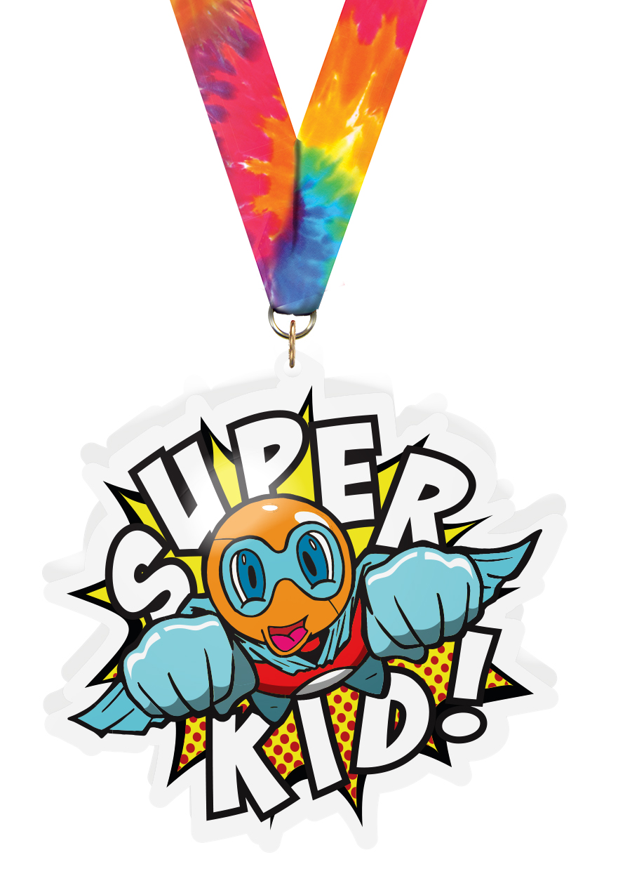 Ping Pong Super Kid In Flight Acrylic Medal- 3.75 Inch