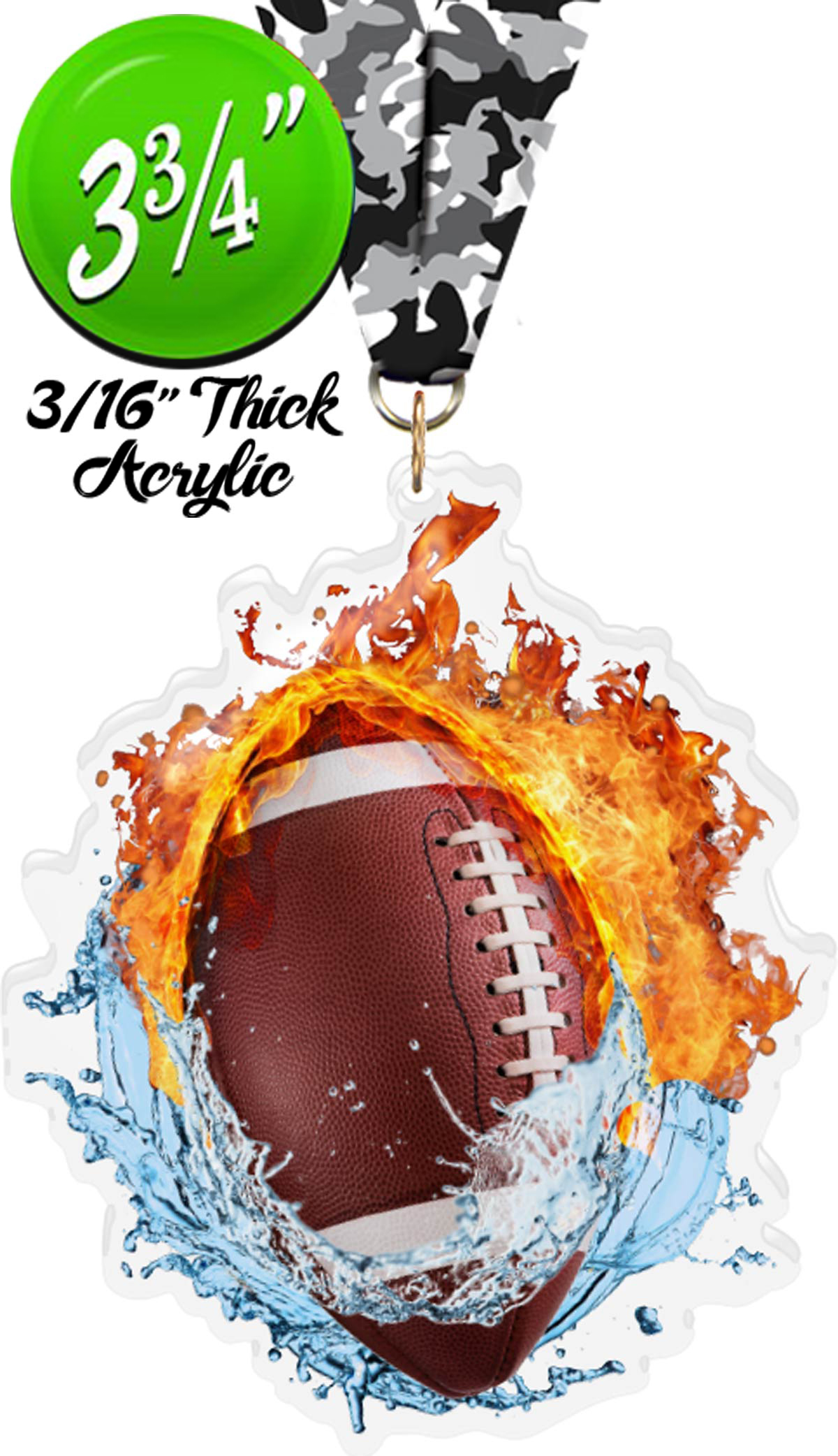 Fire & Water Football Colorix-M Acrylic Medal
