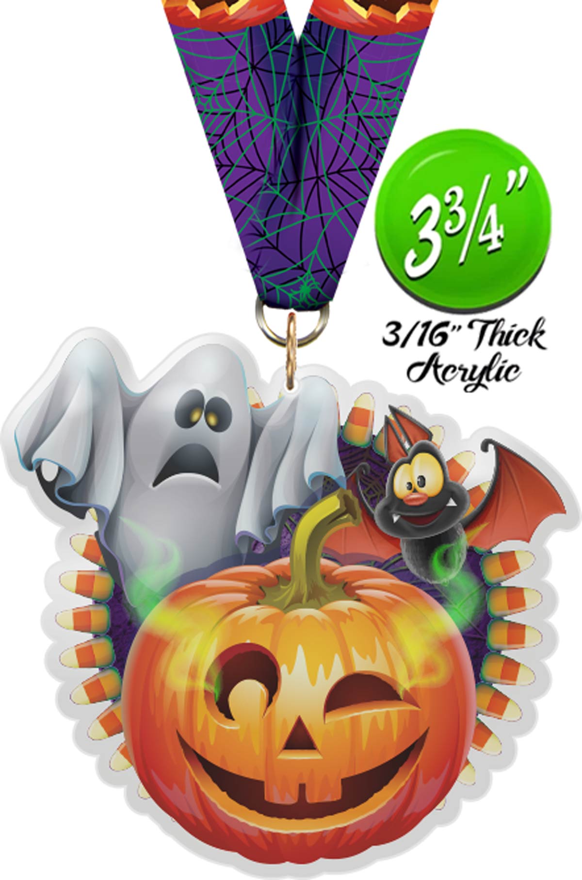Halloween Jack-O-Lantern Colorix-M Acrylic Medal