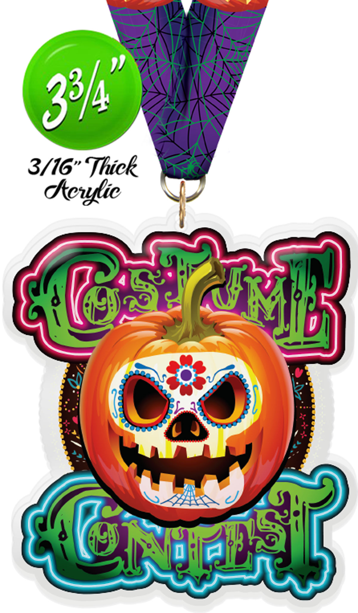 Sugar Skull Costume Contest Colorix-M Acrylic Medal - 3 inch