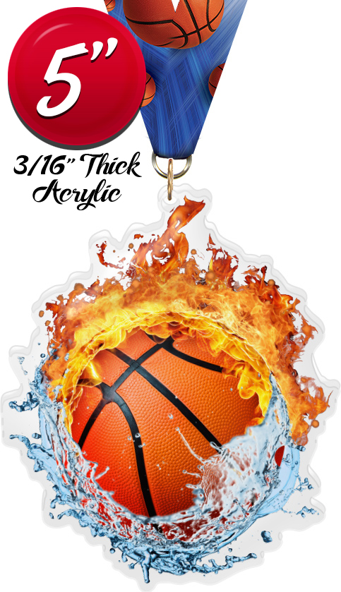 Basketball Fire & Water Colorix-M Acrylic Medal