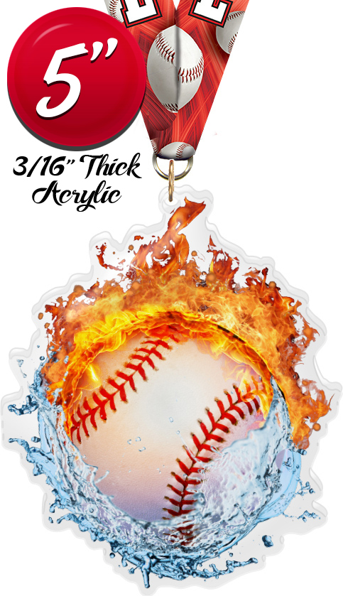 Baseball Fire & Water Colorix-M Acrylic Medal