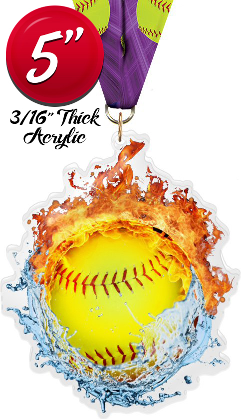 Softball Fire & Water Colorix-M Acrylic Medal