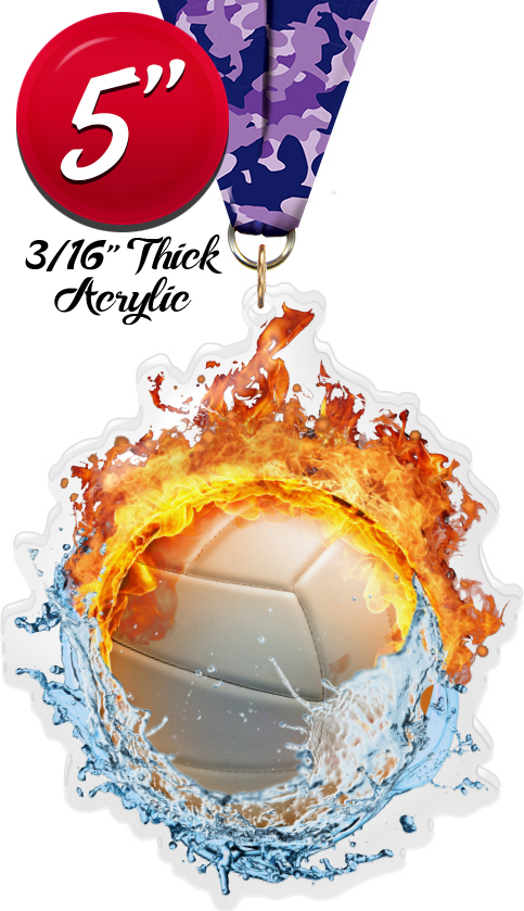 Volleyball Fire & Water Colorix-M Acrylic Medal