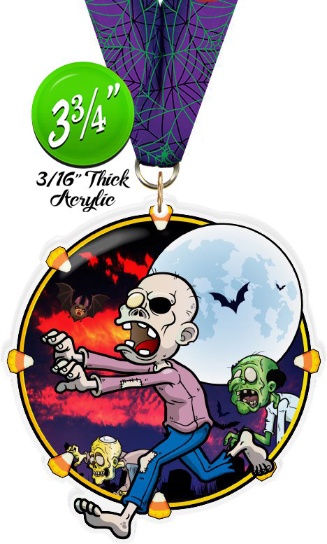 Halloween Zombie Colorix-M Acrylic Medal- 3.75 inch
