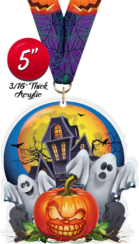 Halloween Pumpkin & Ghosts Colorix-M Acrylic Medal
