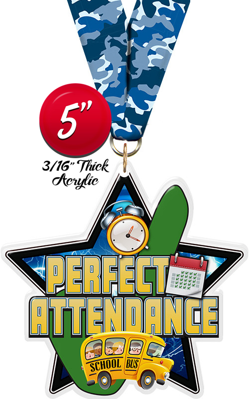 Perfect Attendance Colorix-M Acrylic Medal