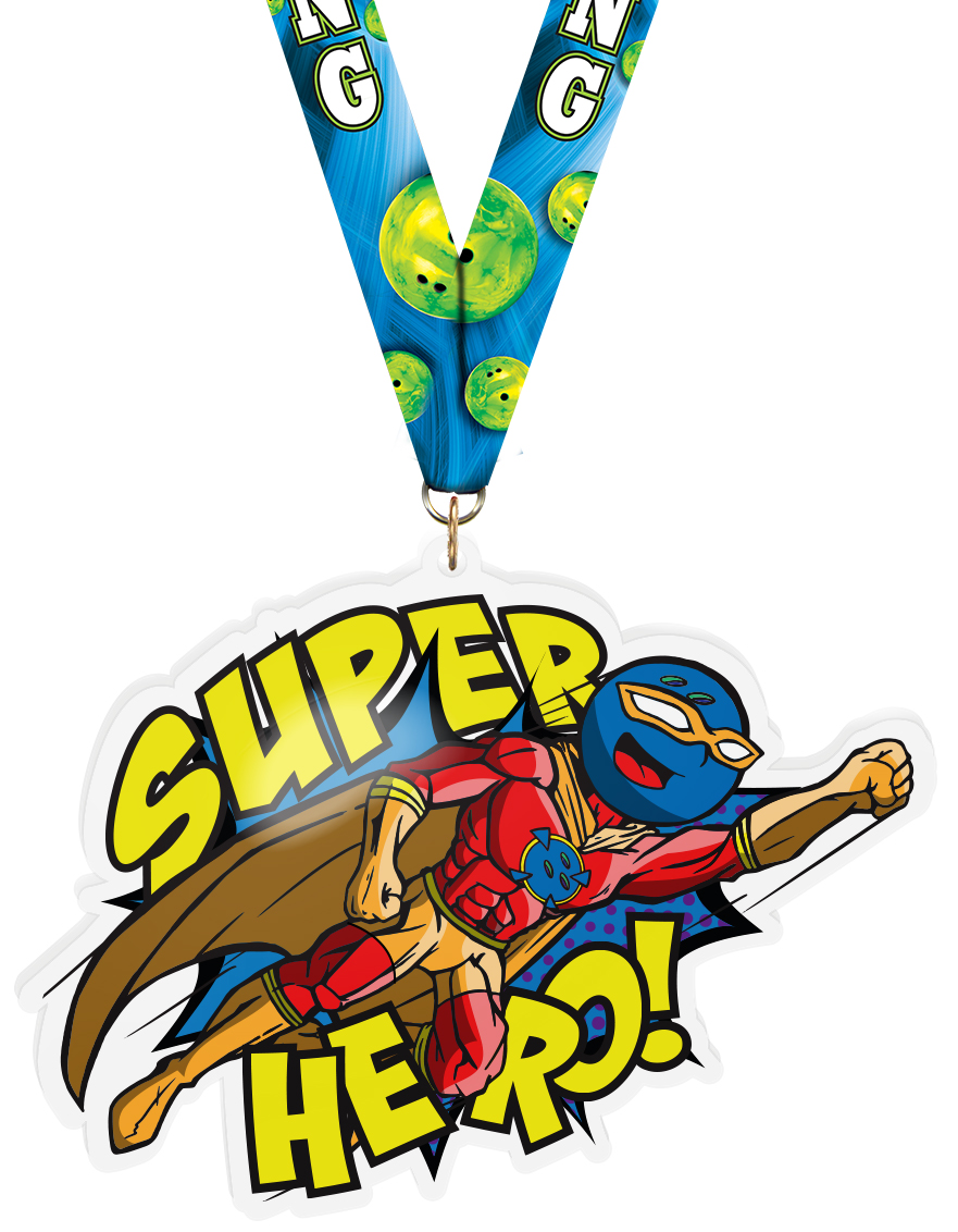  Exclusive Bowling Male Super Hero 5-Inch Colorix-M Acrylic Medal
