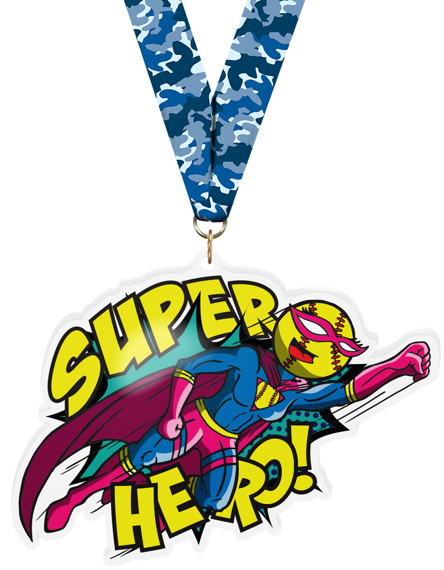  Exclusive Softball Female Super Hero 5-Inch Colorix-M Acrylic Medal