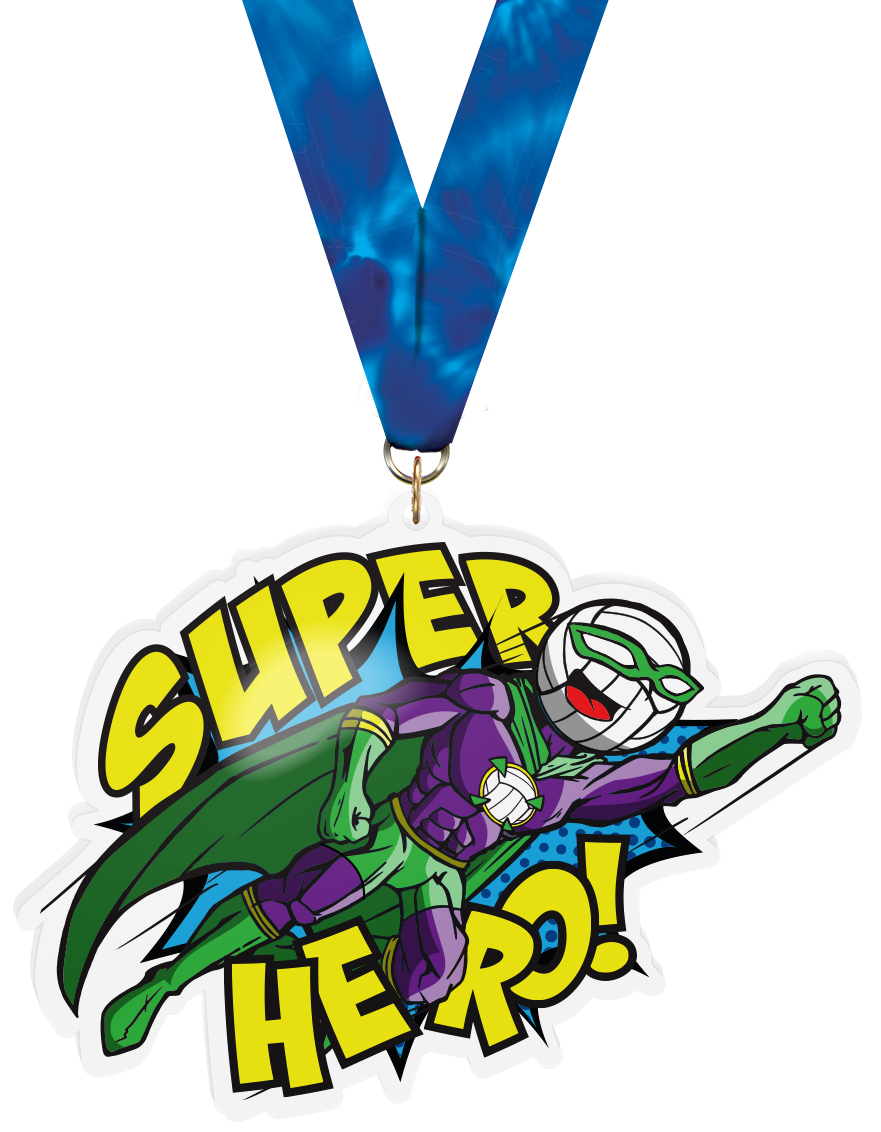  Exclusive Volleyball Male Super Hero 5-Inch Colorix-M Acrylic Medal