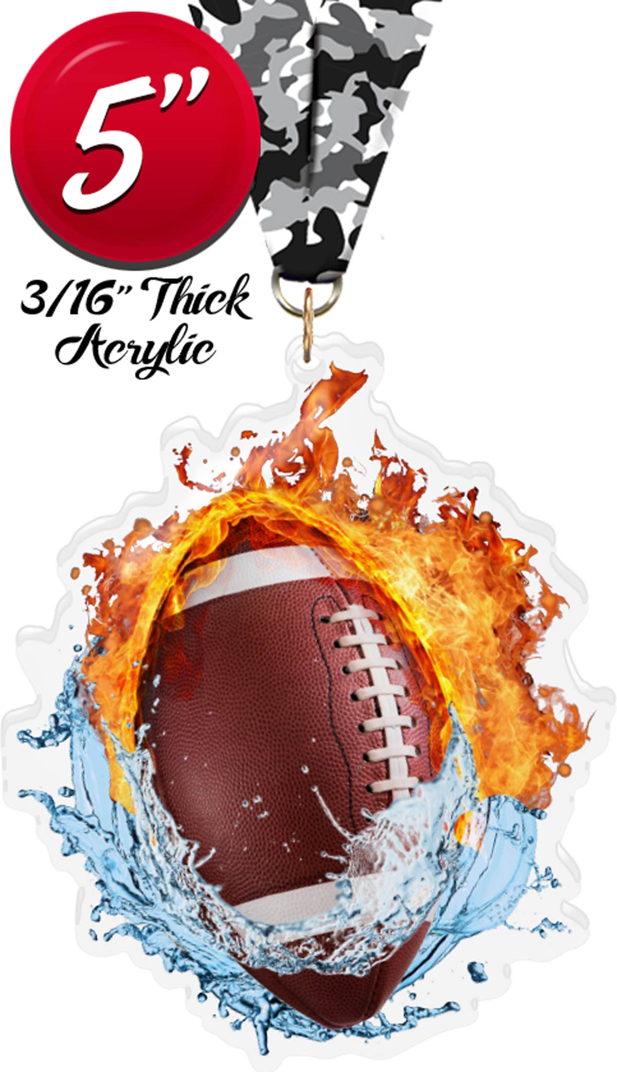 Football Fire & Water Colorix-M Acrylic Medal